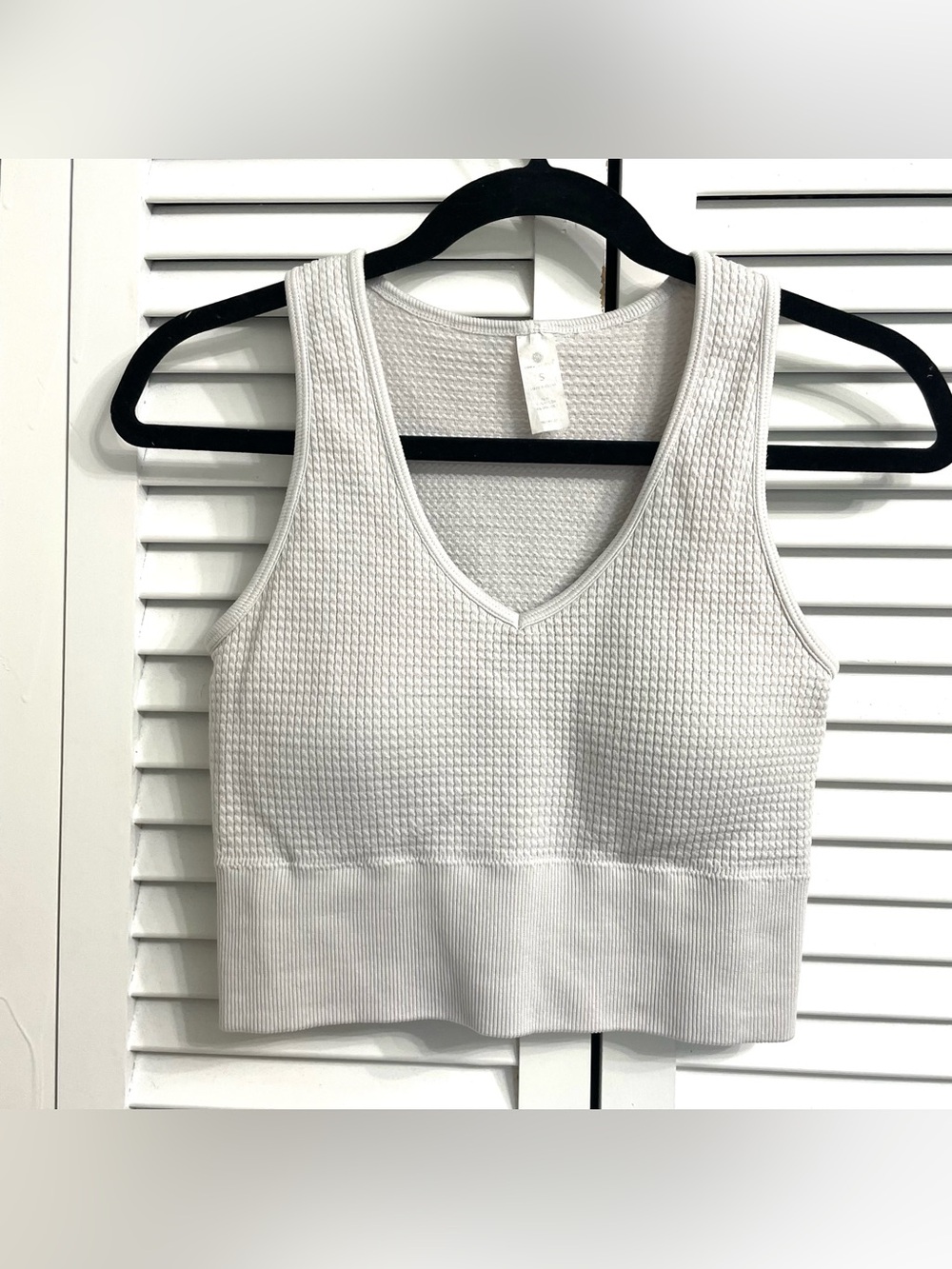 Yogalicious Waffle Seamless Ivory Longline Sport Bra Crop Top Padded Sz S